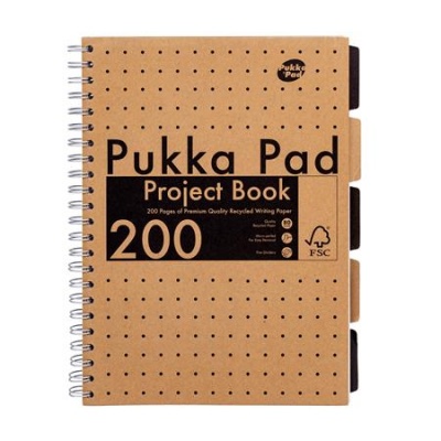 Spirálfüzet, A4, vonalas, 100 lap, PUKKA PAD "Kraft project book"