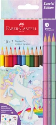 Színes ceruza készlet, hatszögletű, FABER-CASTELL"Unikornis" 10+3 különböző szín