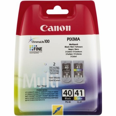 PG-40/CL-41 Tintapatron multipack Pixma iP1300, 1600, 1700 nyomtatókhoz, CANON, fekete,színes, 16ml+12ml