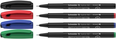 Tűfilc készlet, 0,4 mm, SCHNEIDER "Topliner 967", 4 különböző szín